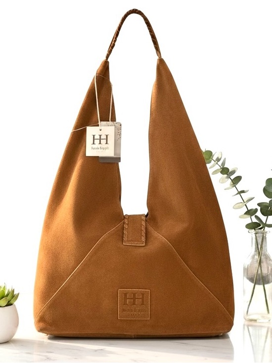 Haute Hippie Handbags - HAUTE HIPPIE STYLE Triangle Hobo Shoulder Bag 100% Genuine Suede Camel NWT Boho